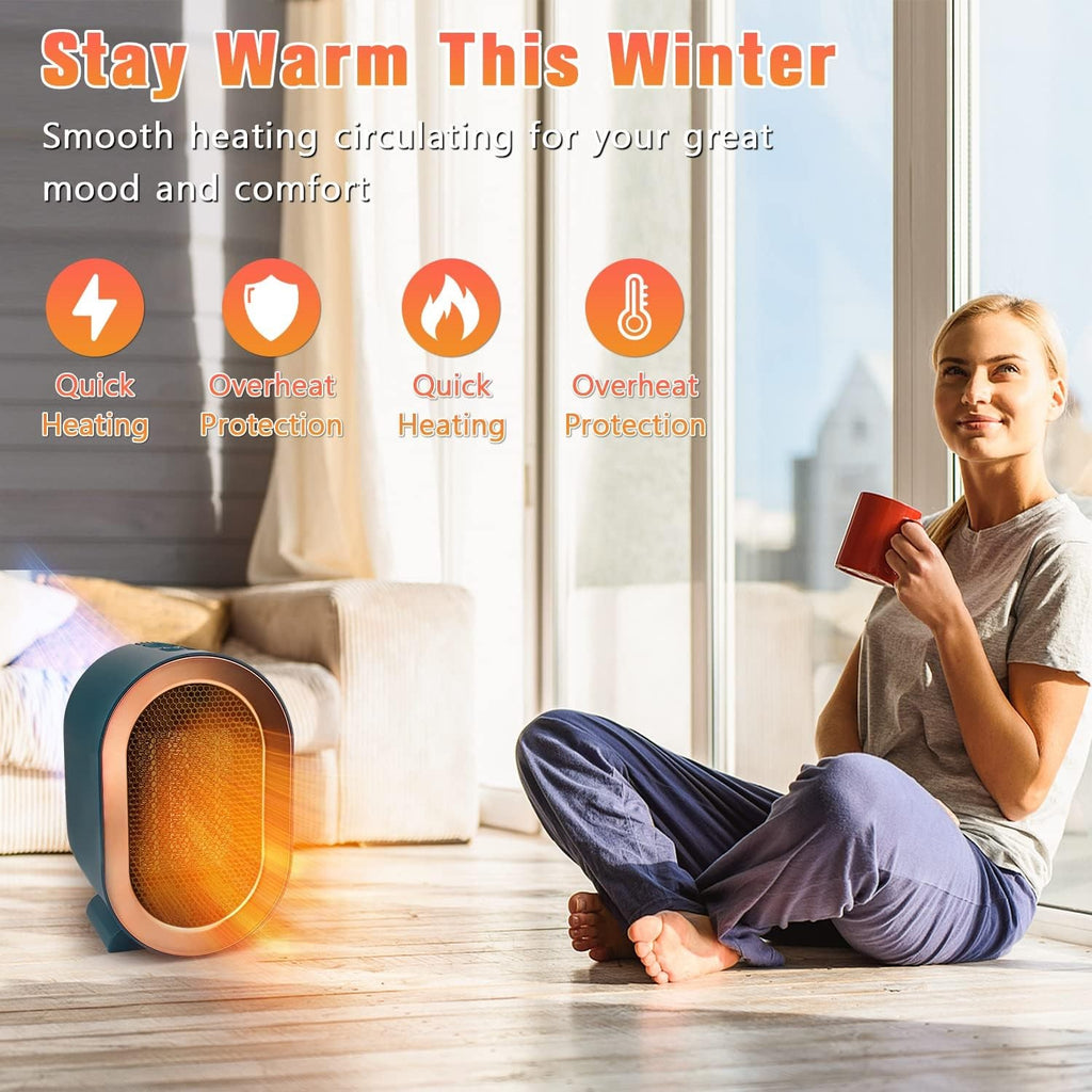 1200W Electric Heater, Low Energy Space Heater, Portable Room Heater with 2 Mode