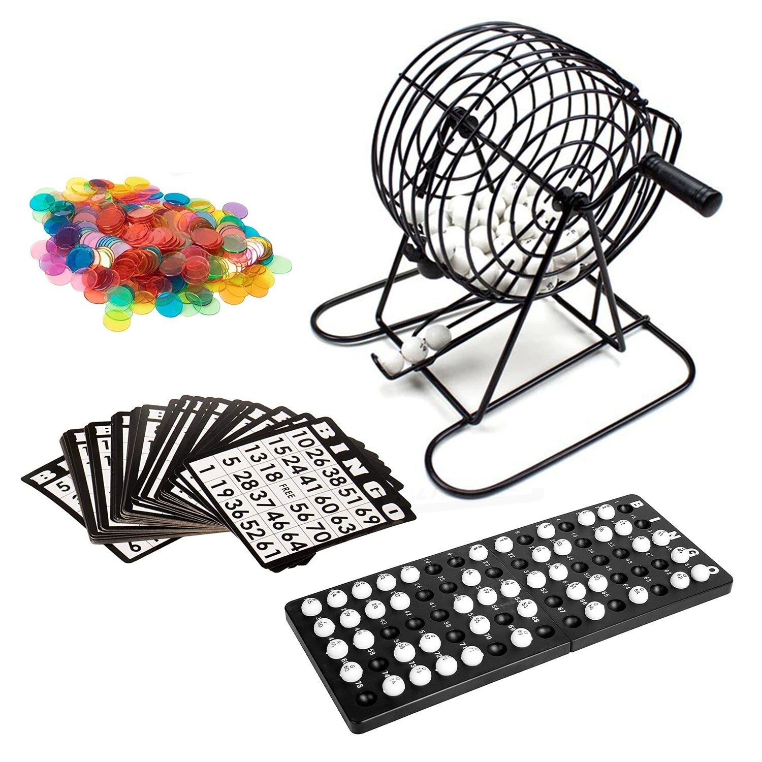 Traditional Bingo Set Wire Cage Bingo Ball Lotto Game Party Card Marker Ticket