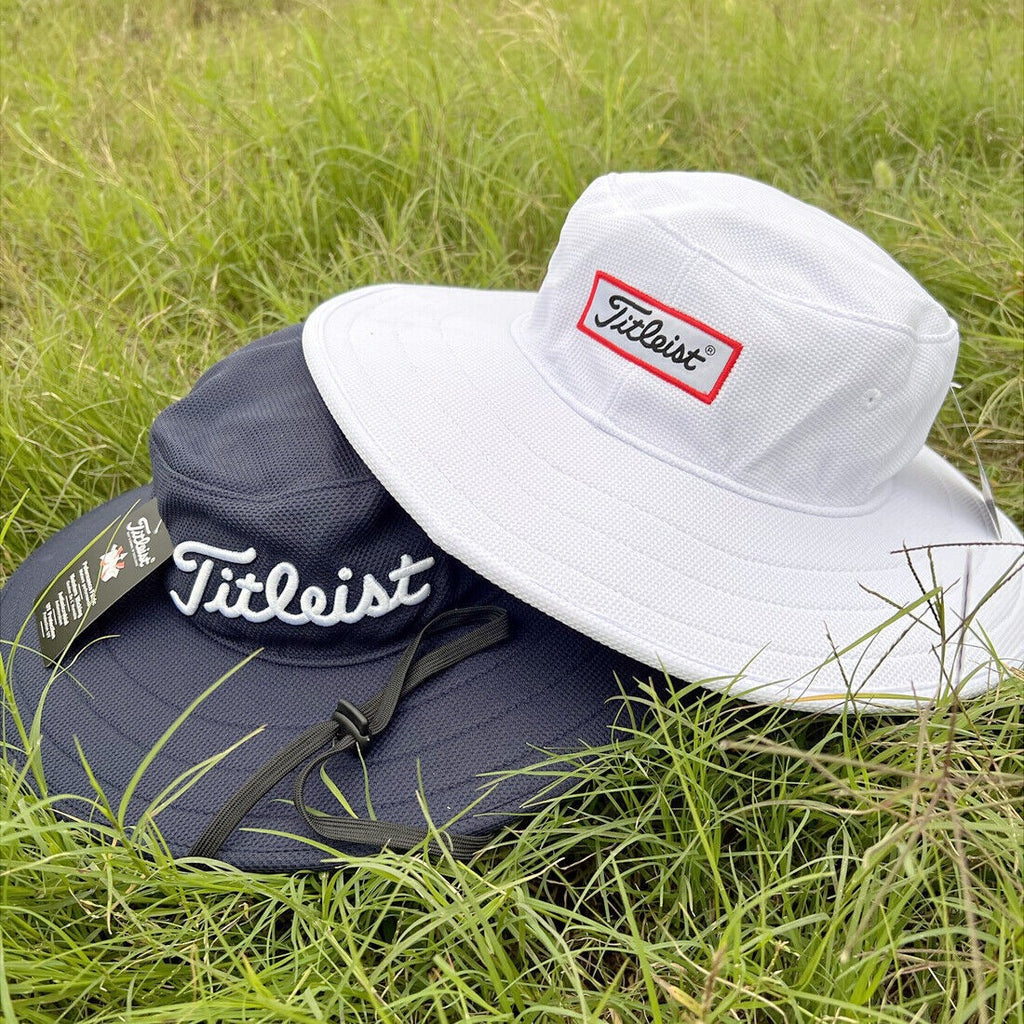 Titleist Tour Aussie Bucket Hat Wide Brim Sun Hat Golf Cap Unisex Blue/White NEW