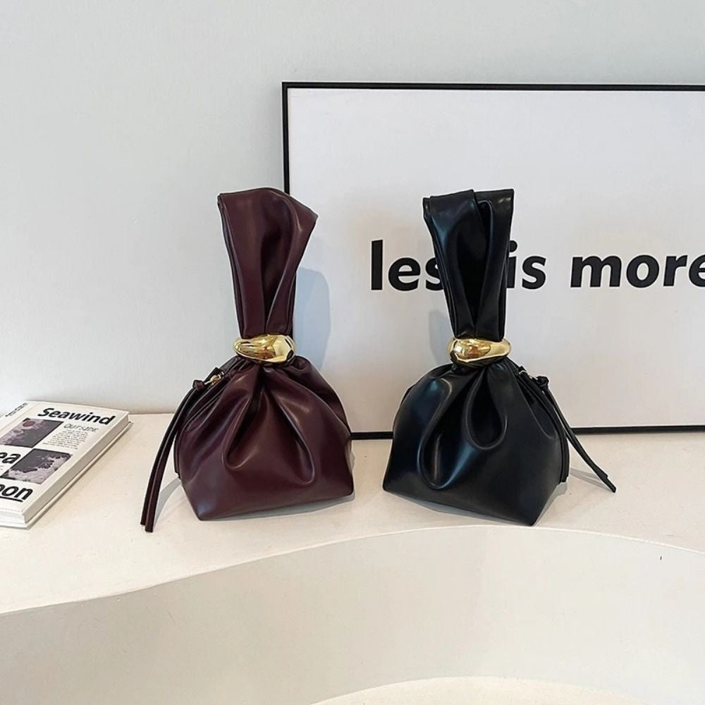 Luxury Designer Soft Leather Clutch Bag Fashion Pleated Handbag