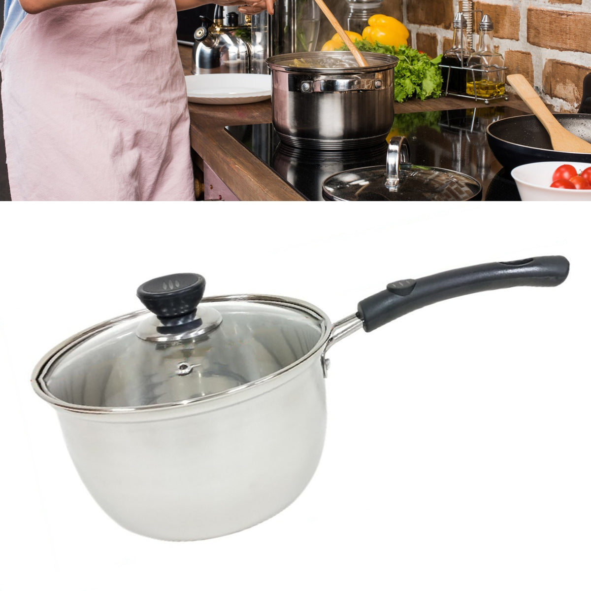 Milk Pot Classic Stainless Steel Thickened With Anti Scald Handle Milk Warme NEW