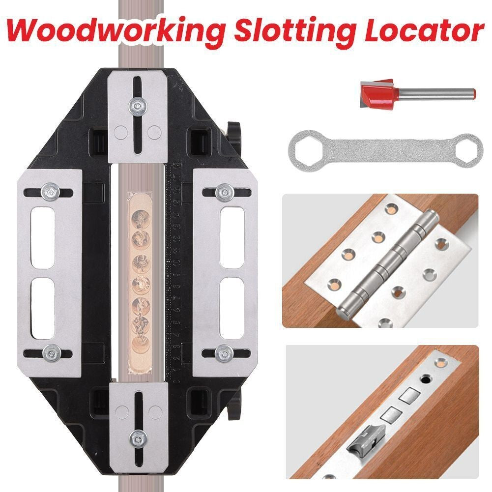 Wooden Door Hinge Jig Lock Guide Plate Router Bit Woodworking Slotting Locator