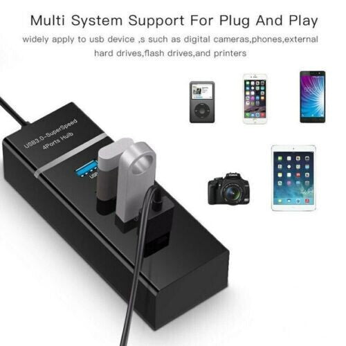 High Speed 4 Port USB 3.0 Multi Hub Splitter Expansion Desktop Laptop PC Adapter