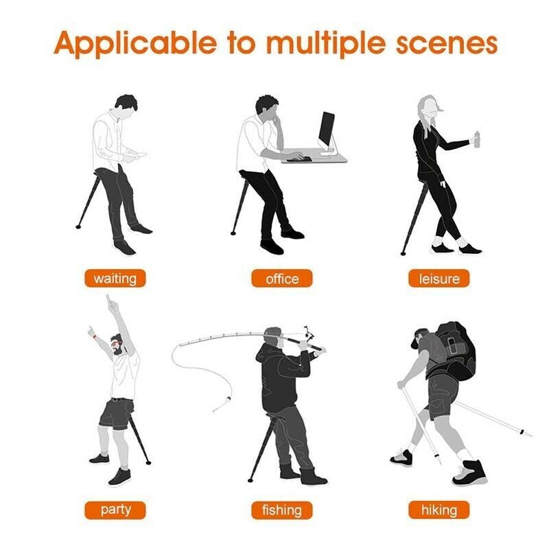 Folding Stool Walking Stick Seat Single Leg Hiking Chair Portable Retractable