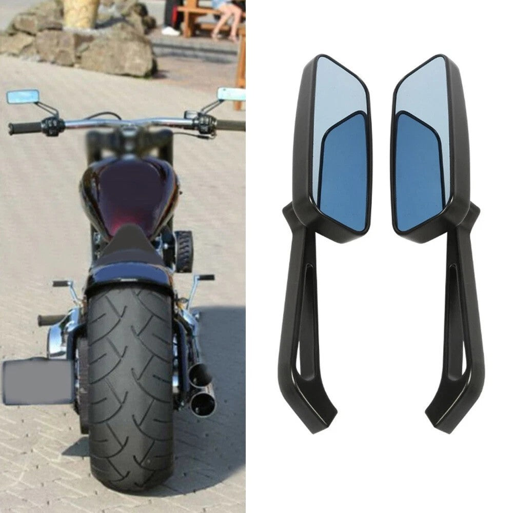 Black Rectangle Motorcycle Mirrors For Harley Cruiser Bobber Chopper Softail
