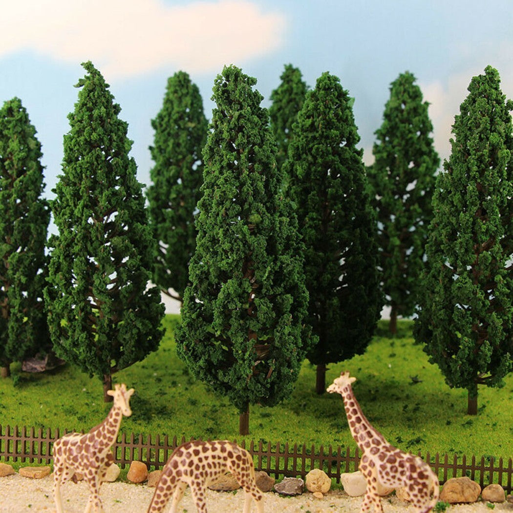 10Packs Model Pine Trees Green Plastic For O G Scale Railway Scenery Layout 15cm