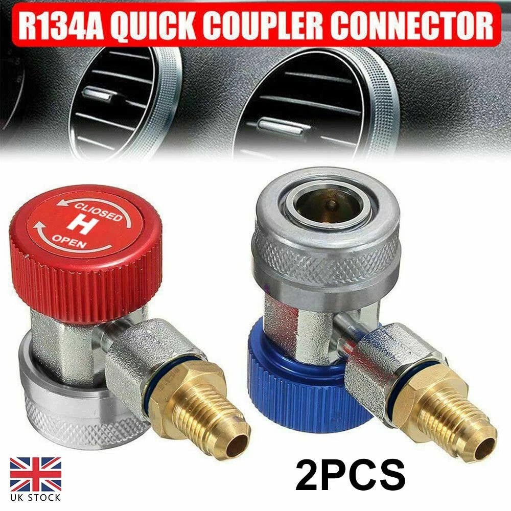 2X Car Air Con Connector Fit A/C Manifold Gauge Adapter R134A Low/High Coupler