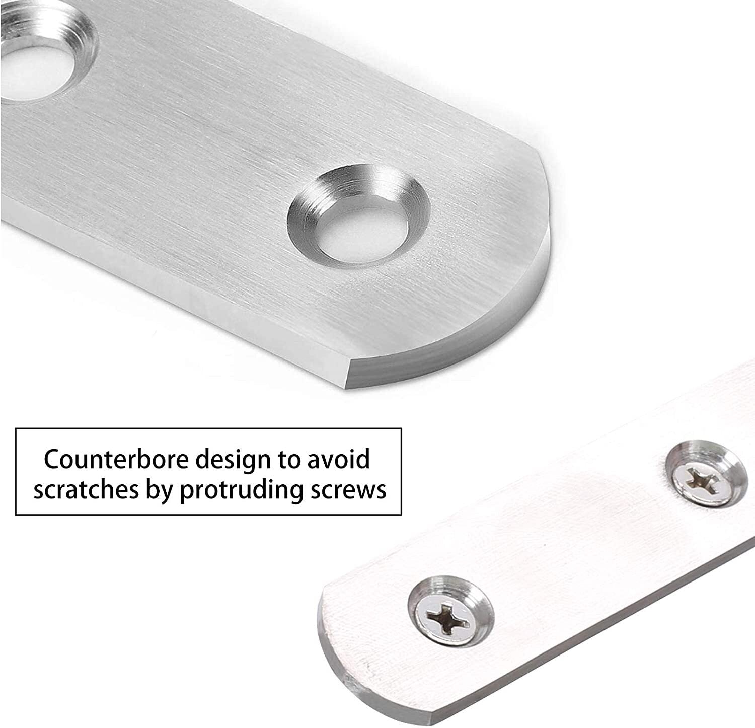 4Pcs Flat Straight Brace Brackets Stainless Steel Mending Joining Plates Heavy