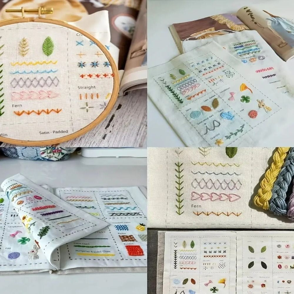 Embroidery Stitch Book Kit,106 Patterns With Tools&Tutorials, 86pcs Beginner Kit