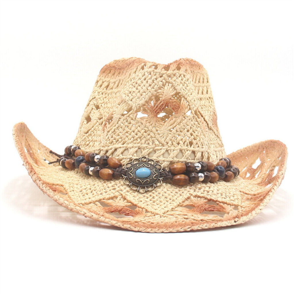 Straw Cowboy Hat Summer Sun Mens Womens Ladies Panama Natural Hats UK Hot