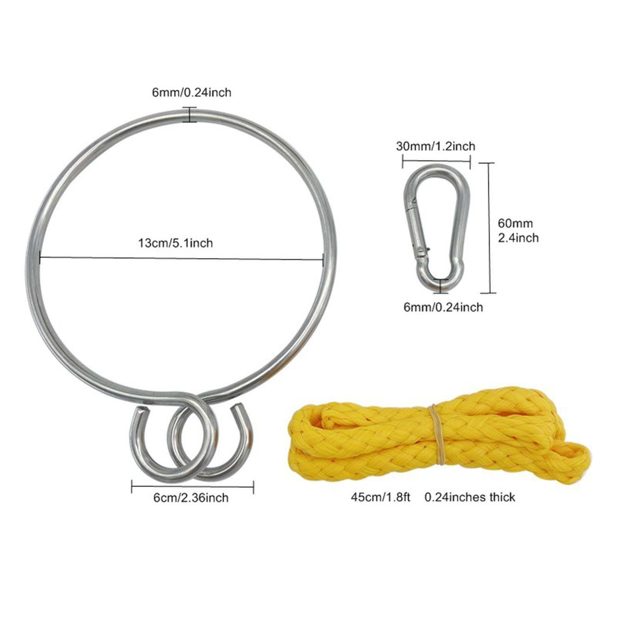 Marine Grade Anchor Retrieval Ring Carabiner and Tether Rope Length 45cm