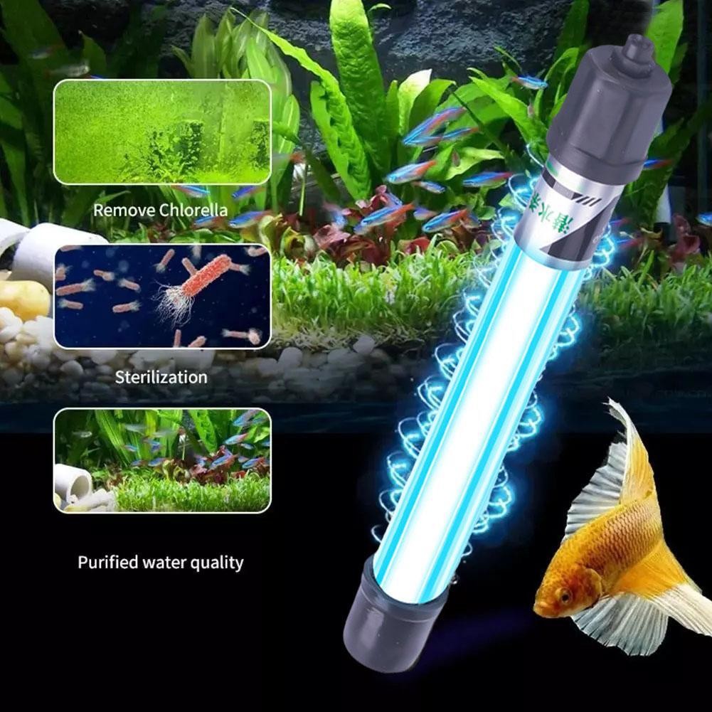 Waterproof Submersible Fish Tank UV-C Light Aquarium Water Clean Sterilizer Lamp