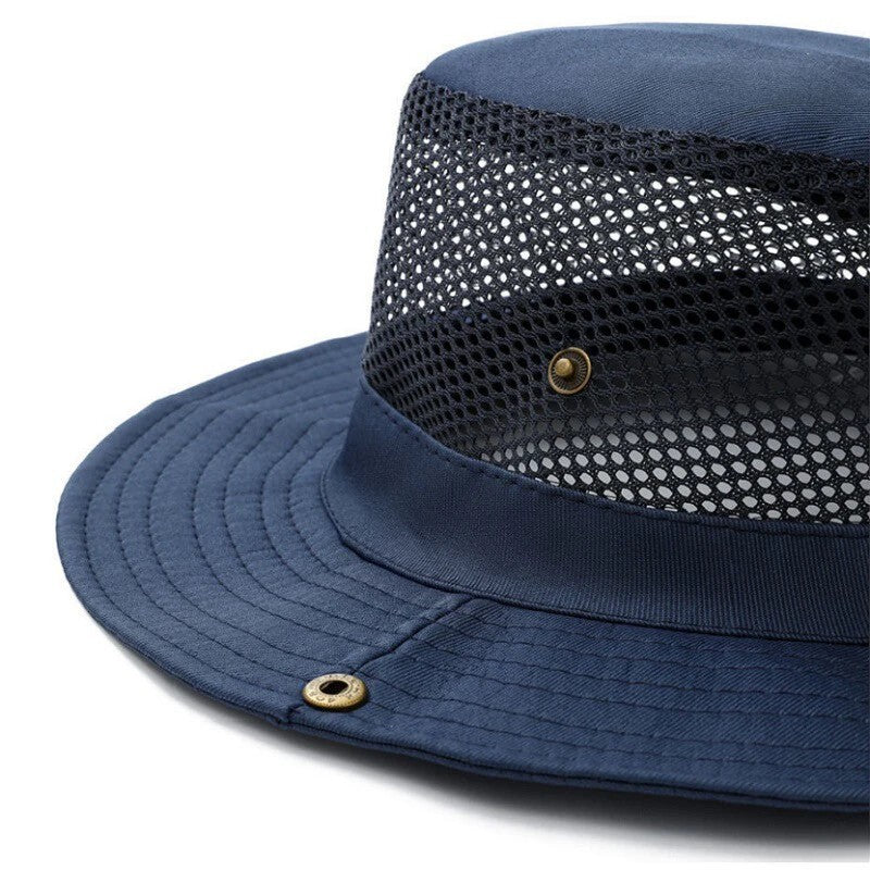 Men's Sun Cap Mesh Breathable Sun Hat Large Brim Outdoor Visors Fisherman Hats
