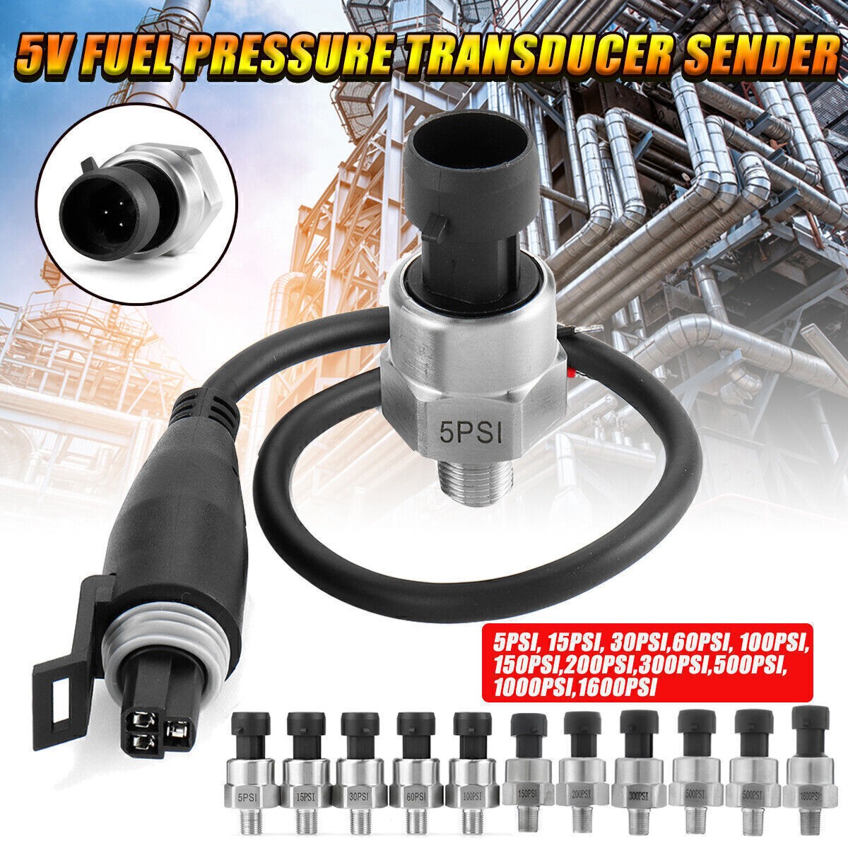 1/8NPT Stainless Steel Pressure Transducer Sender Sensor 0-4.5V Oil Fuel Air Hot