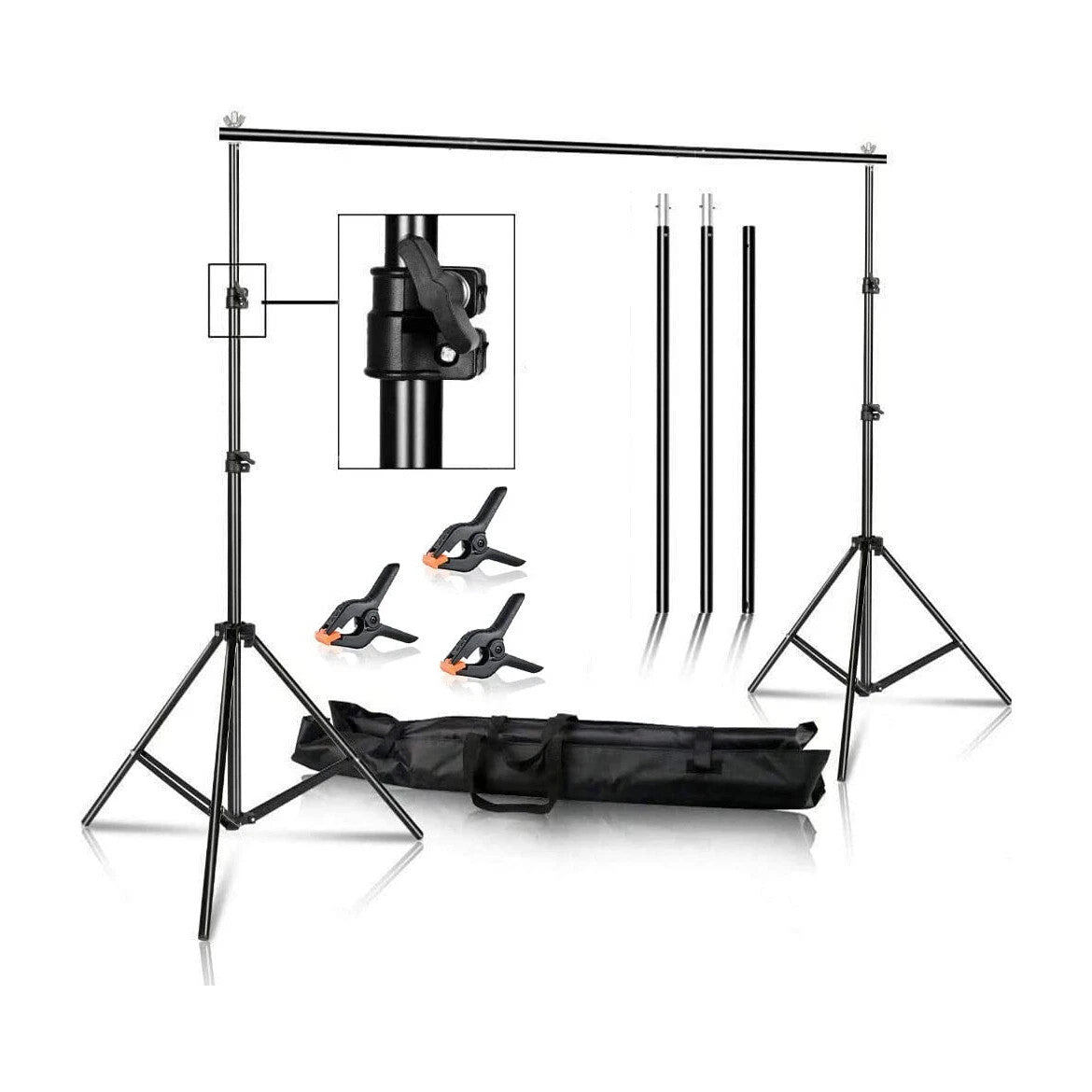 2x2M Photography Photo Studio Background Support Stand Kit Screen Backdrop Set
