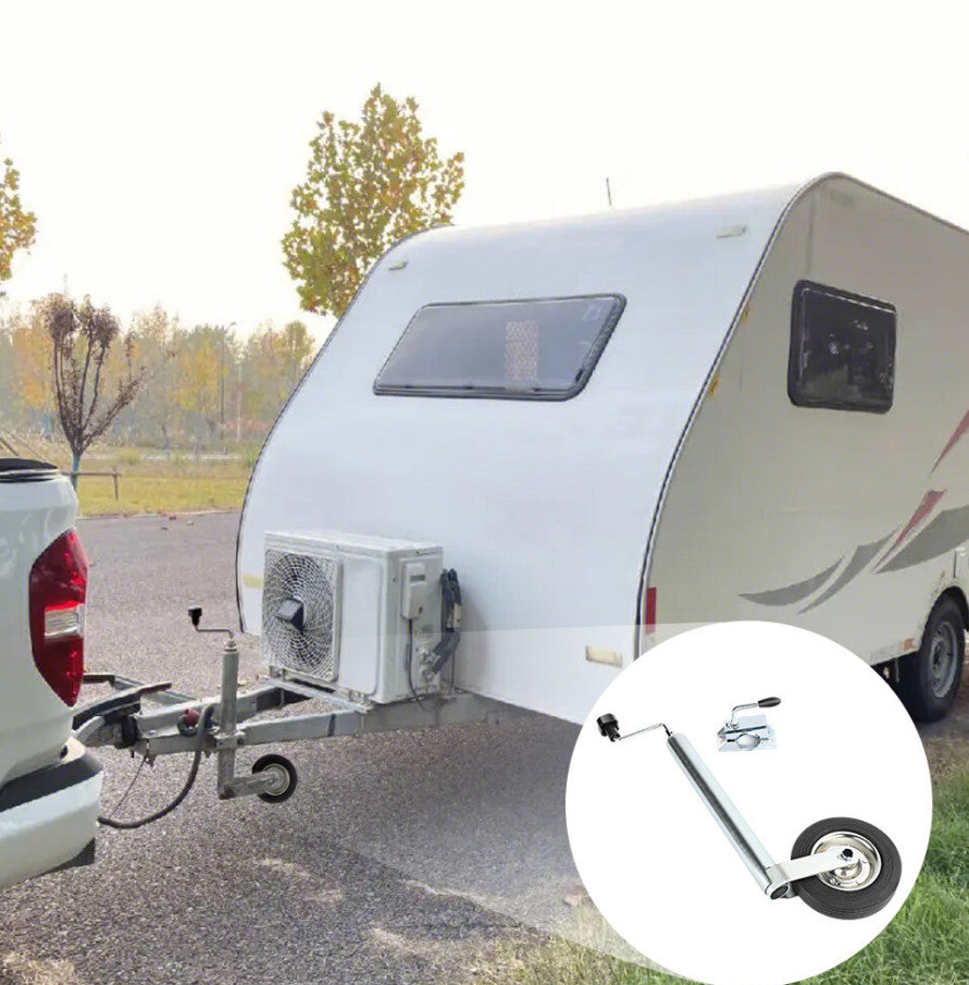 48MM Ribbed Jockey Wheel Heavy Duty (Metal Rim Wind Up Handle Caravan Trailer)