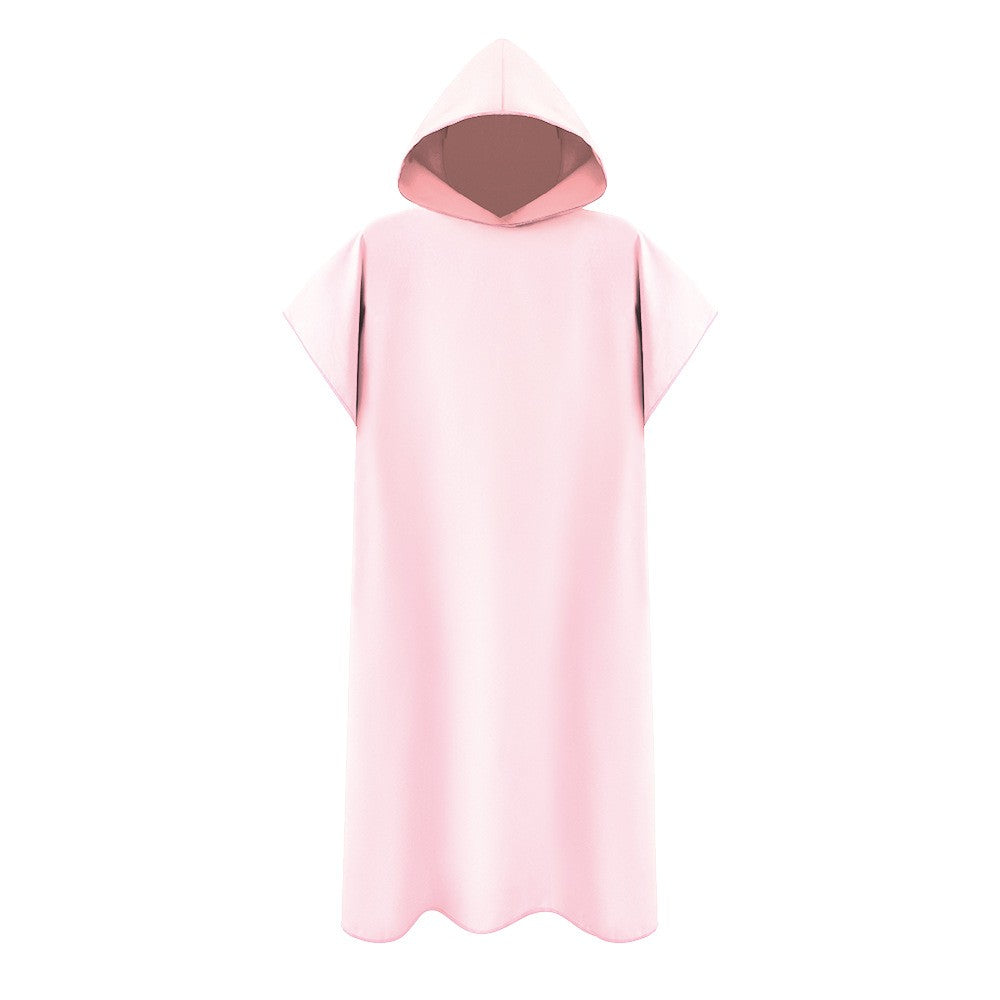 Men Women Changing Robe Beach Towel Bath Hooded Quick Dry Poncho Bathrobe