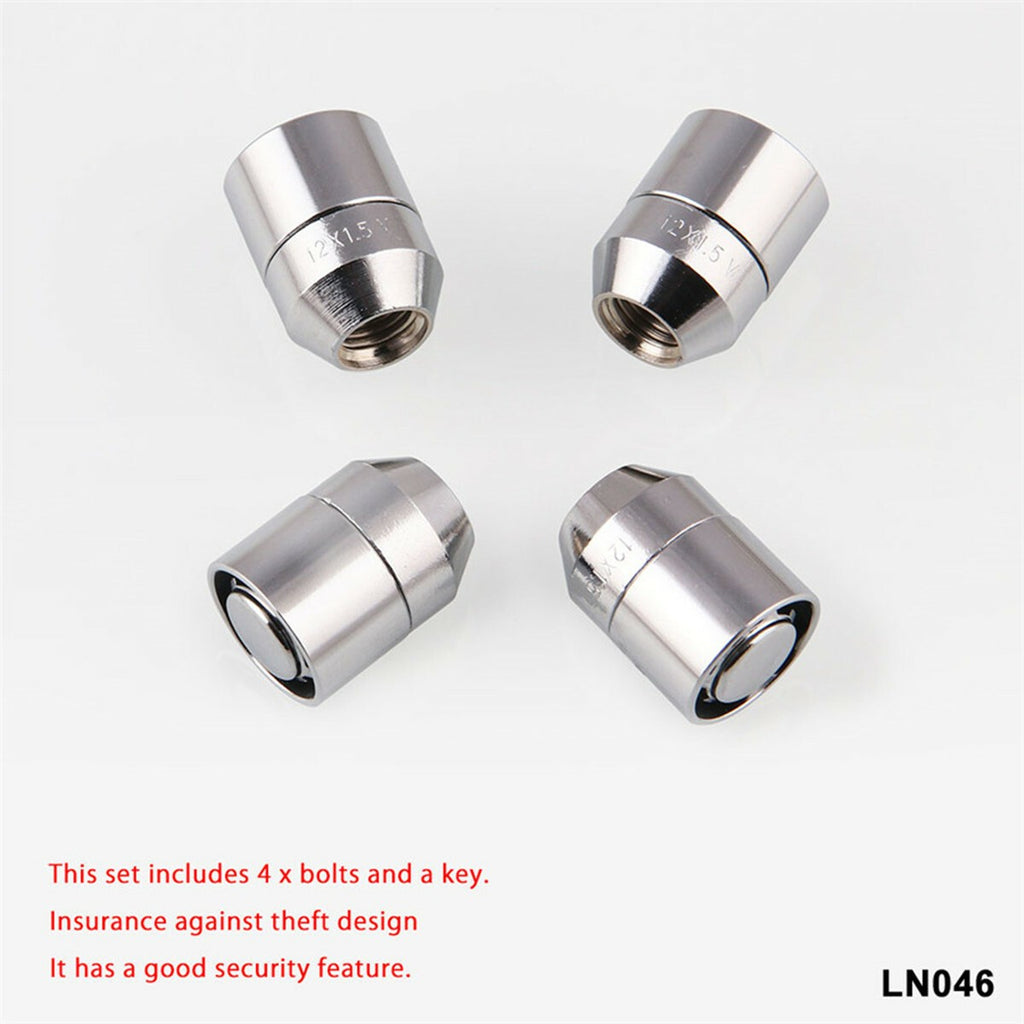 Accessory Car Anti Theft Security Locking Wheel Lug Nuts & 1 Keys Kit M12x1.5