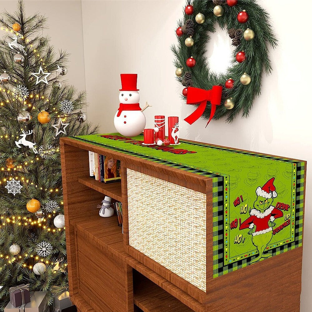 UK Grinch Christmas Table Runner Tablecloth Cover Cloths Xmas Dinner Party Decor