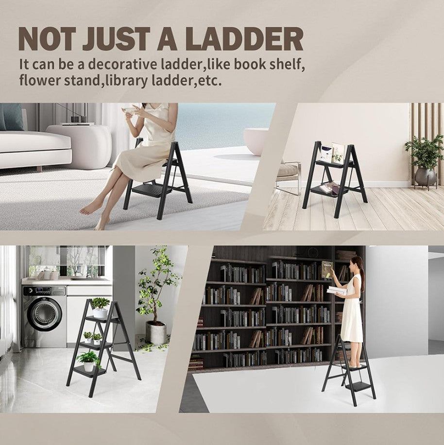 Portable Step Ladder Lightweight Folding Step Stool w/Anti Slip Tread Heavy Duty