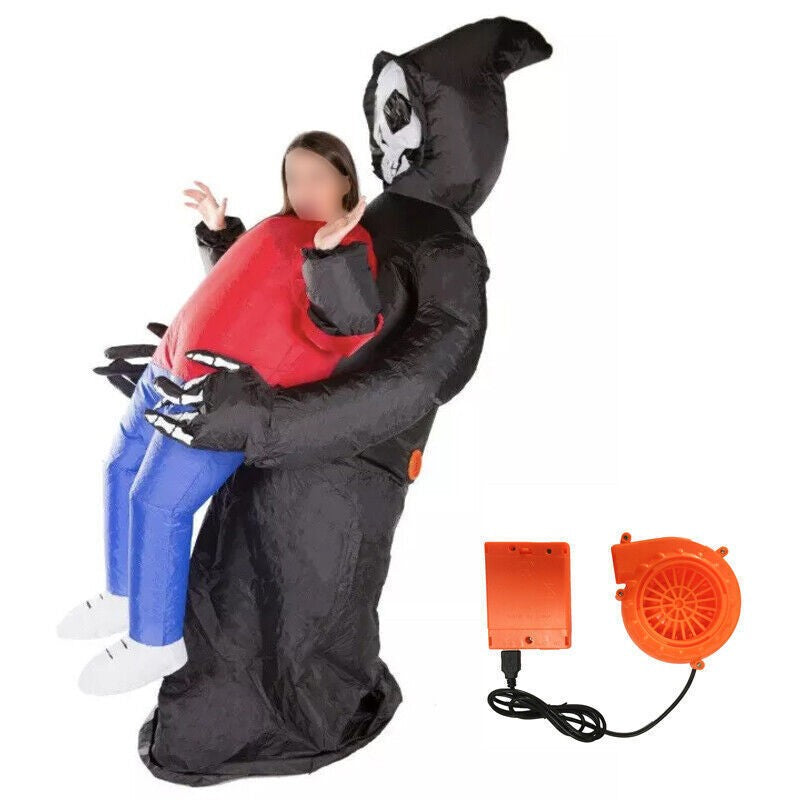 Kids Grim Reaper Pick Me Up Inflatable Costume Boys Girls Halloween Fancy Dress
