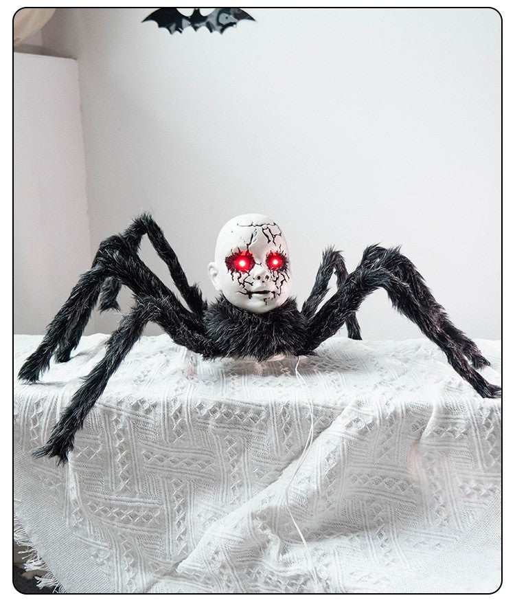 Halloween Baby face spider electric induction voice controlled horror walk toy