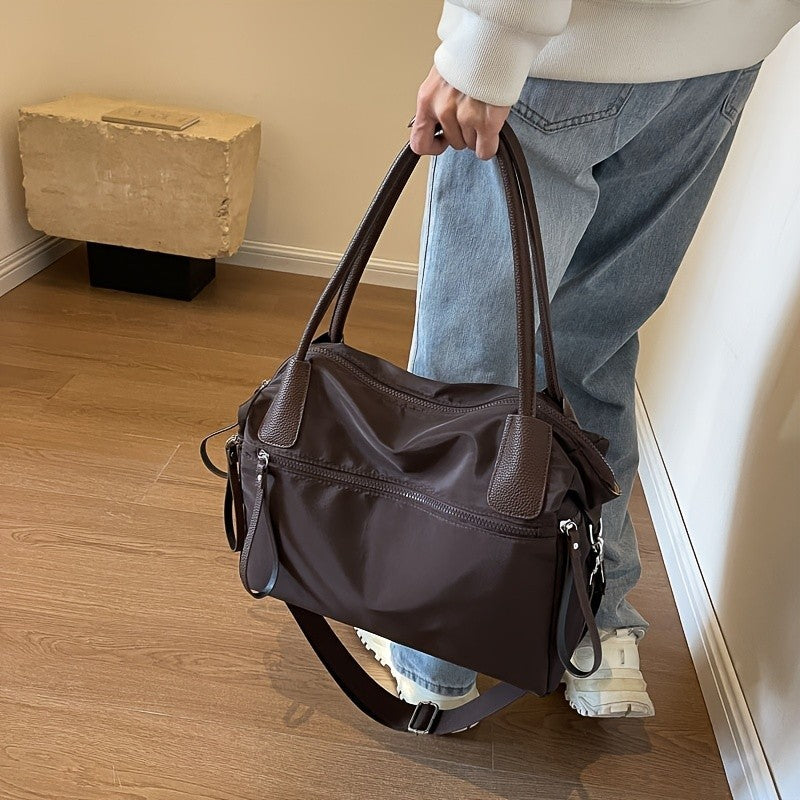 Women's Solid Color Large Capacity Tote Bag, Minimalist Fashion Casual Everyday