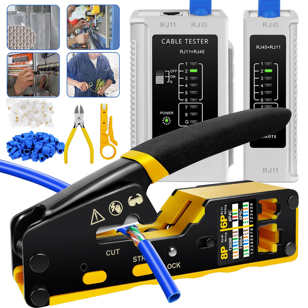 Ethernet All-in-One Tool Kleine Sized Wire Crimper - RJ11 RJ45 Pass Through