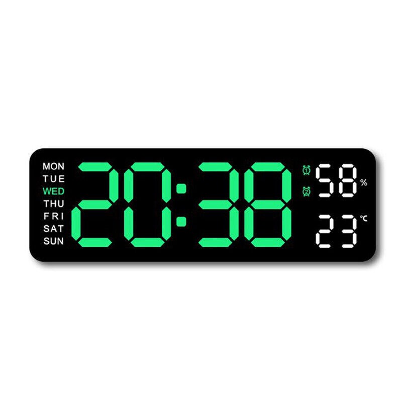 Digital LED Desk Alarm Clock Large Display Wall Clock Temp Humidity USB Powered