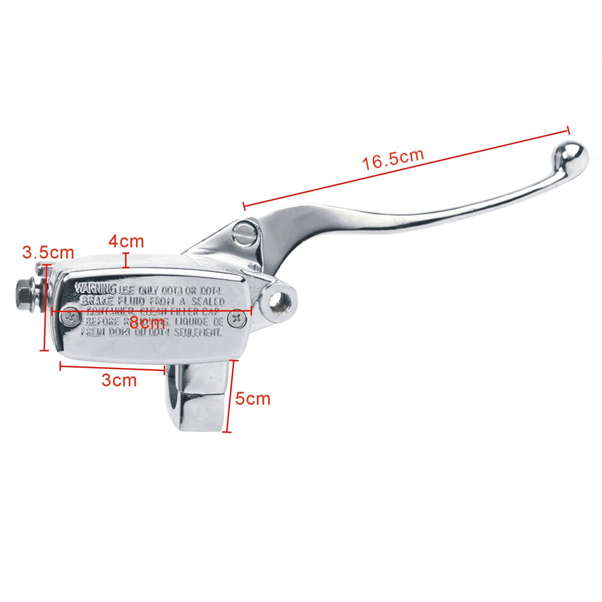 Motorcycle 1" Handlebar Chrome Hydraulic Brake Master Cylinder Lever Universal