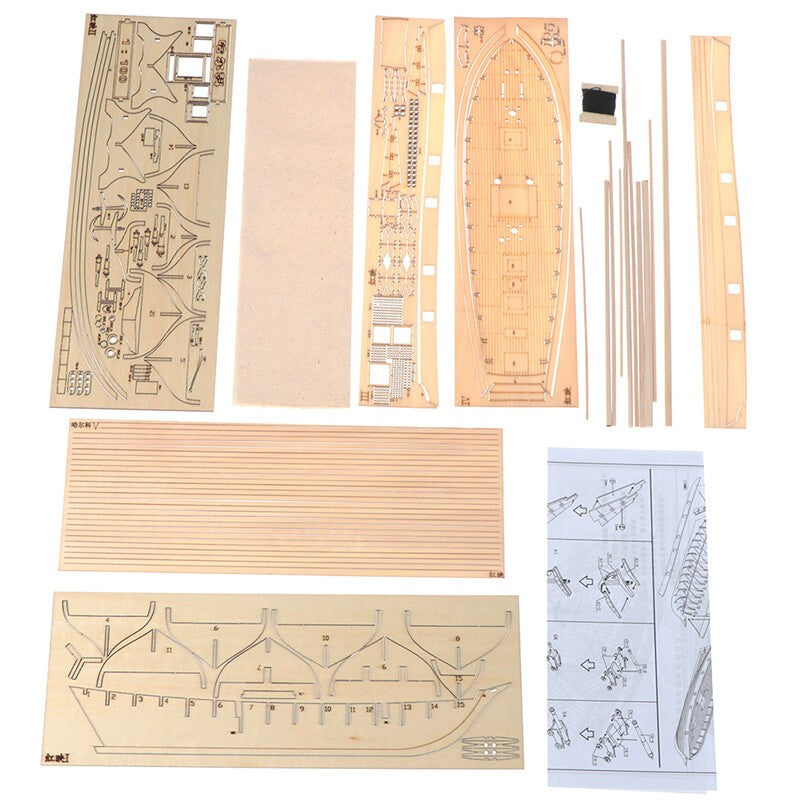1:100 Halcon Wooden Sailing Boat Model DIY Kit Ship Assembly Decoration