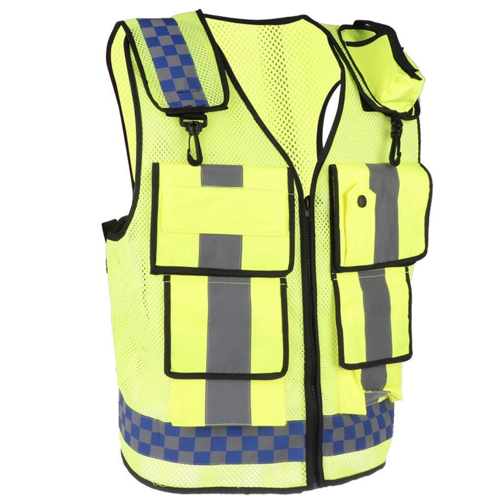 Hi Visibility Safety Work Vest Unisex - With Zipper and Multi Pocket - Hi Vis