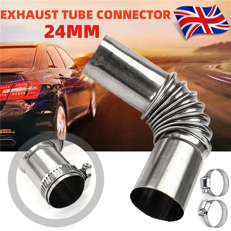 24mm Elbow Pipe Air Diesel Heater Exhaust Connector w/Clamps For Diesel Heater