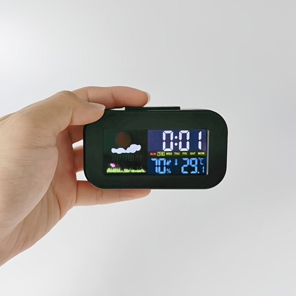 Weather Forecast Digital Alarm Clock W/ Backlight Temperature Humidity LED Clock
