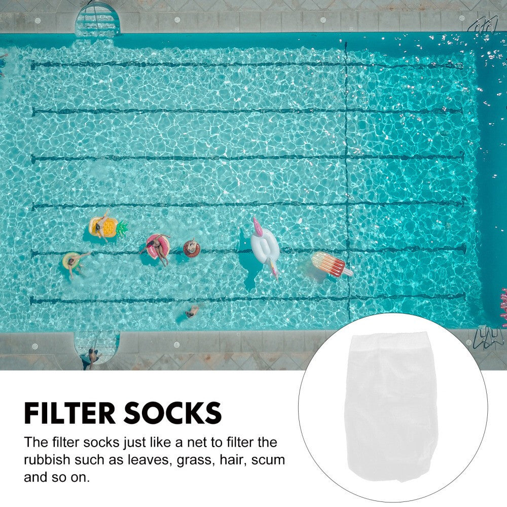 30Pcs Pool Skimmer Socks Elastic Swimming Pool Garbage Filter Bag White