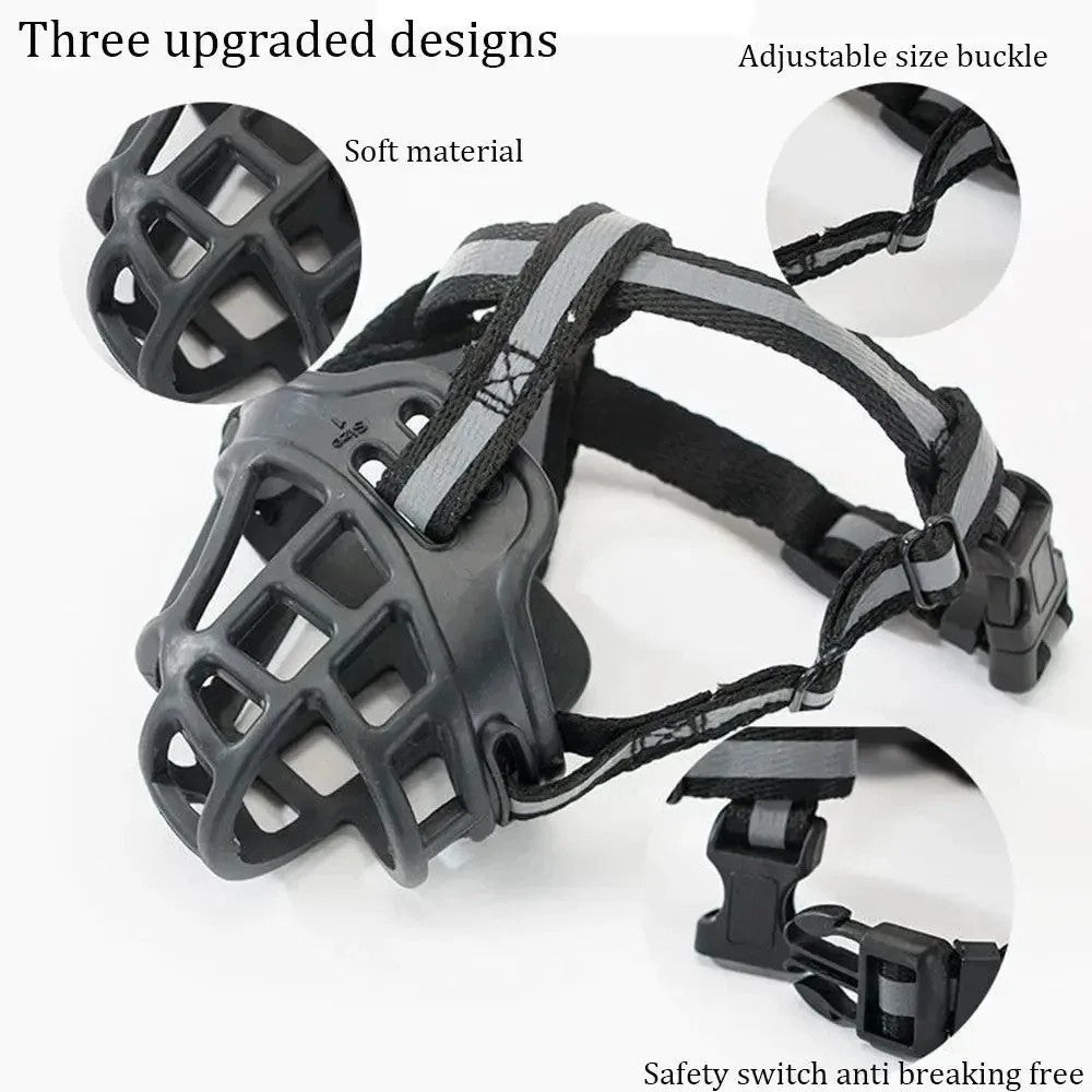 Adjustable Silicone Dog Muzzle Anti-Bite Chew Bark Basket Mask for Training UK