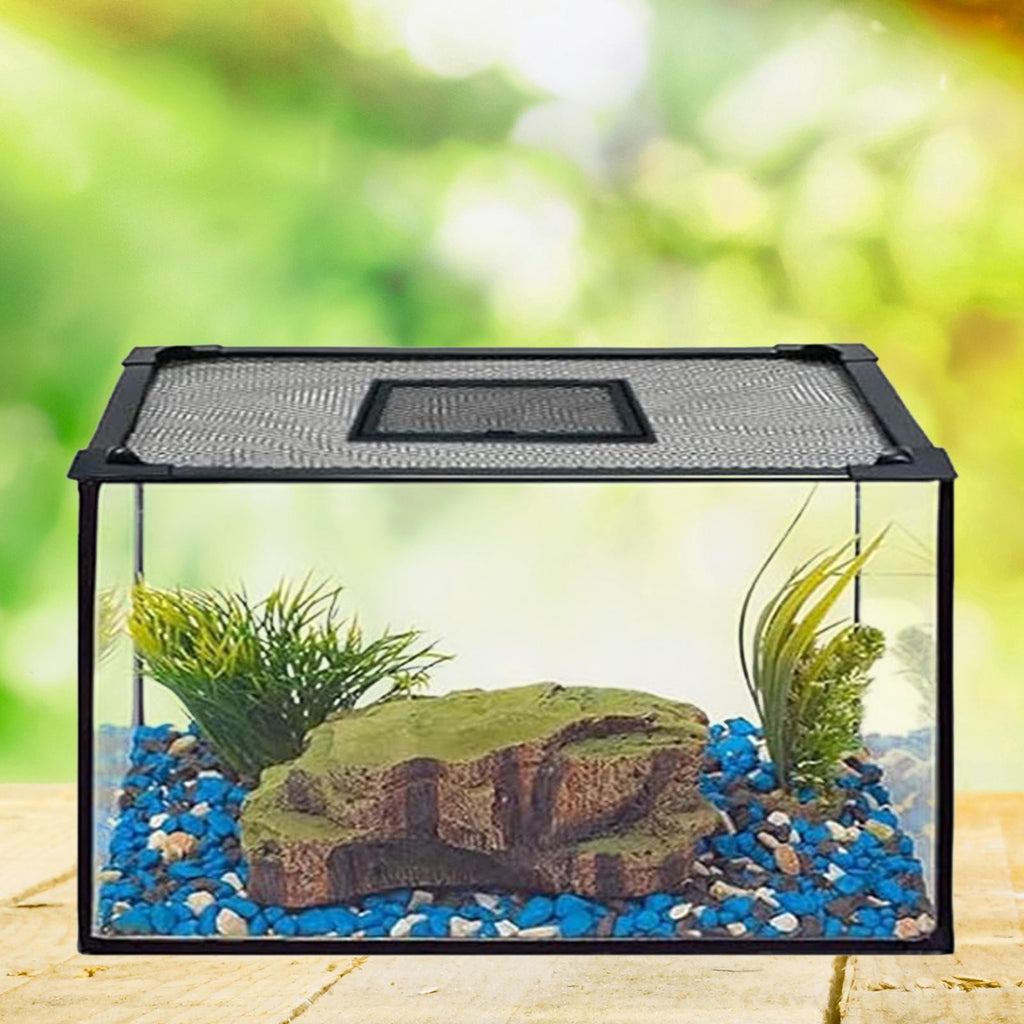 Fish Tank Lid Self Assembly Anti Jump Net Cover Magnetic Black Aquarium Hood