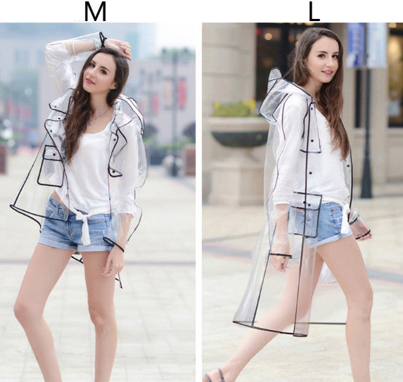 Womens Clear Raincoat Ladies Festival Shower Kagoul Parka Hooded Jacket Coat
