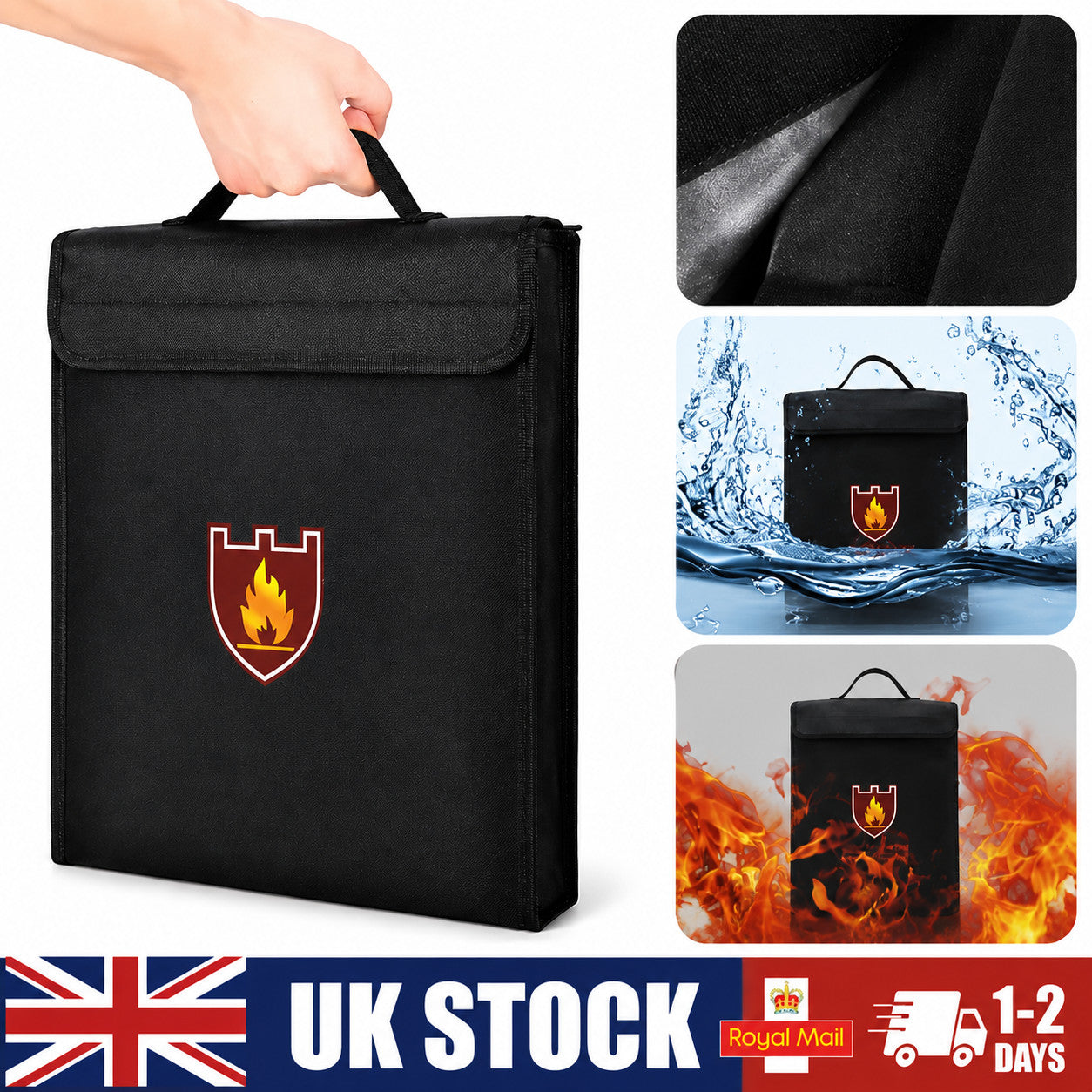 Fireproof Pouch Waterproof Document Bag File Envolope Safe Storage Cash Box Bag