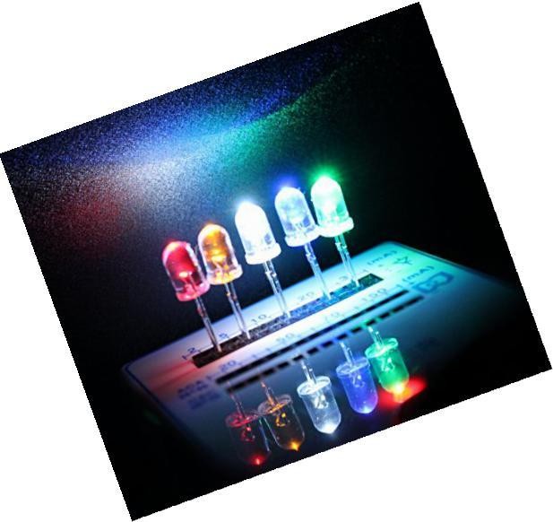 200Pcs 3mm 5mm LED Light White Yellow Red Blue Green Assortment Diodes Kit New