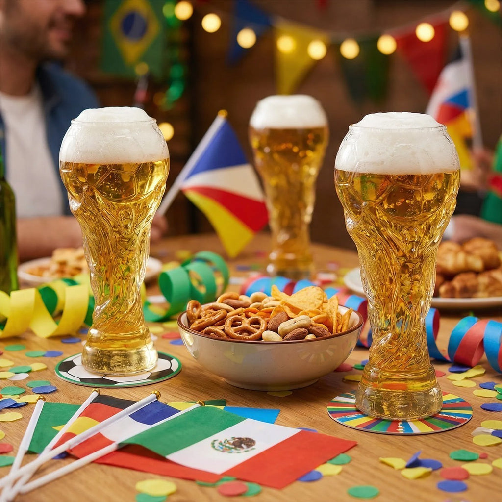 450/600/800ml Football Trophy Beer Glass Cup World Cup Shape Drinking Mug Clear