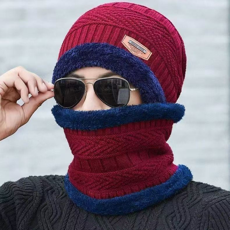 Men's Winter Beanie Hat and Scarf Set Warm Fleece Knitted Cap Unisex (2 PCS SET)