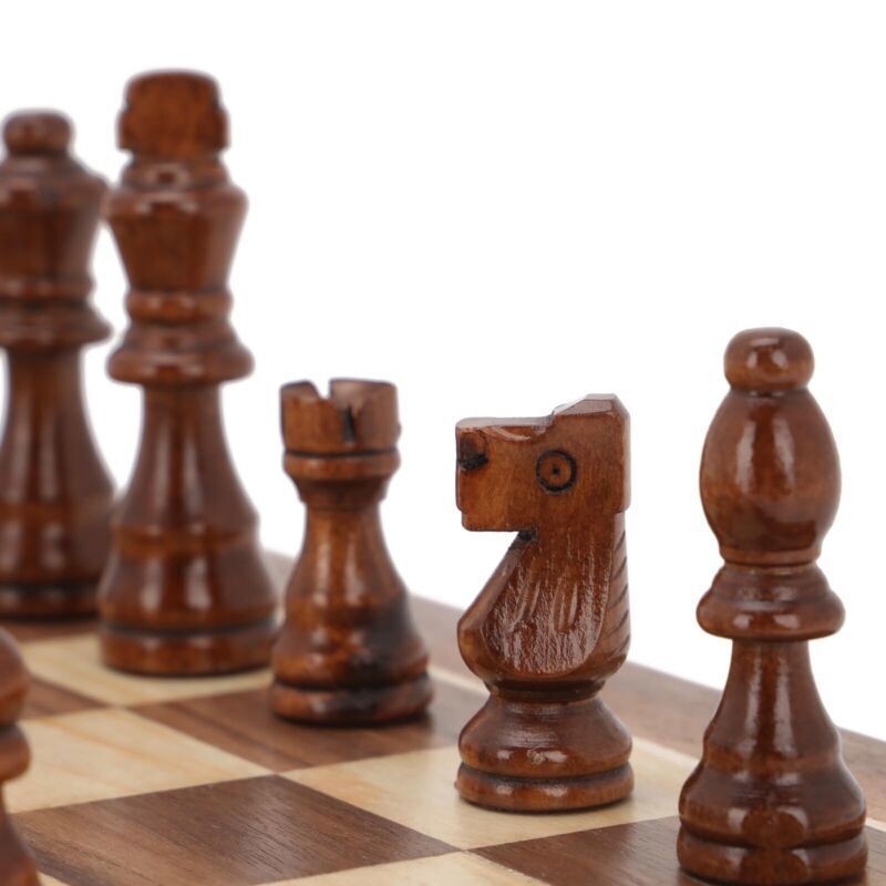 40X40cm Wooden Chess Set Folding Chessboard Magnetic Piece Wood Board Game Large