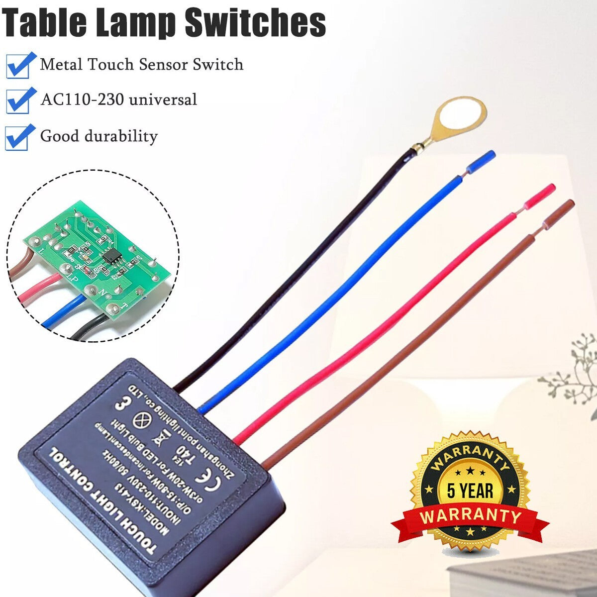 1PC 3 Way Touch Light Lamp Dimmer Switch Control Module Sensor Incandescent 220V