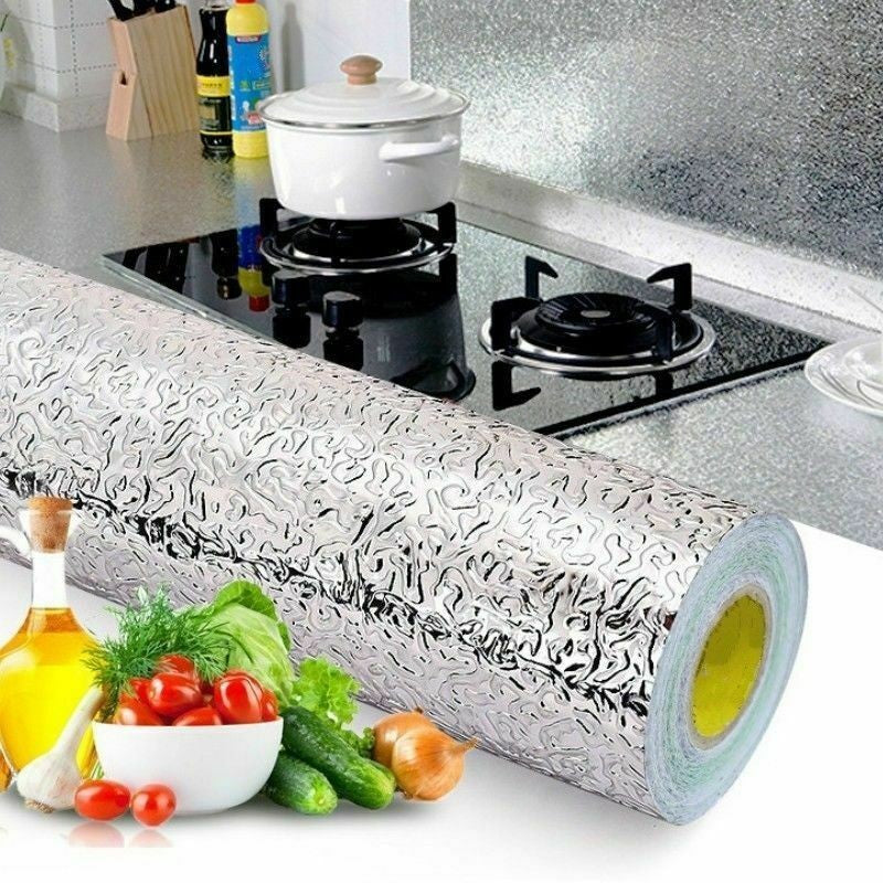 5M Self Adhesive Aluminum Foil Sticker Drawer Liner Kitchen Wallpaper Oil Proof