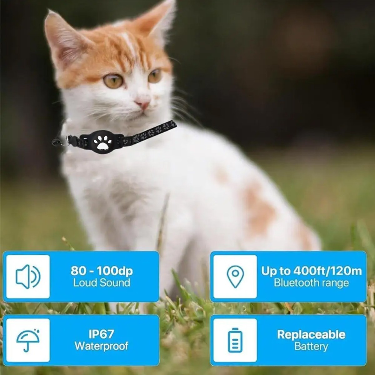 Cat Tracker Finder GPS Collar Waterproof Electronic Pet Locator for iOS Android