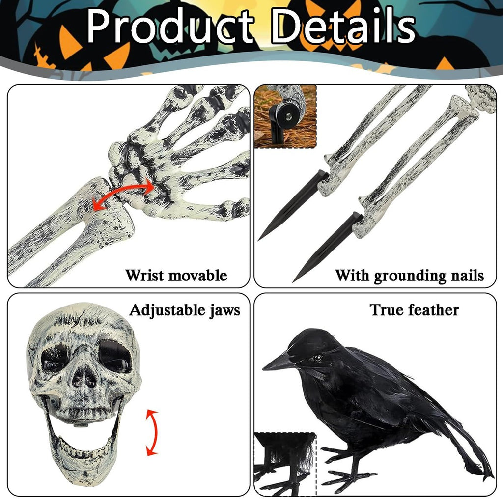 Realistic Skeleton Stakes Halloween Decorations Scary Skeleton for Lawn Garden
