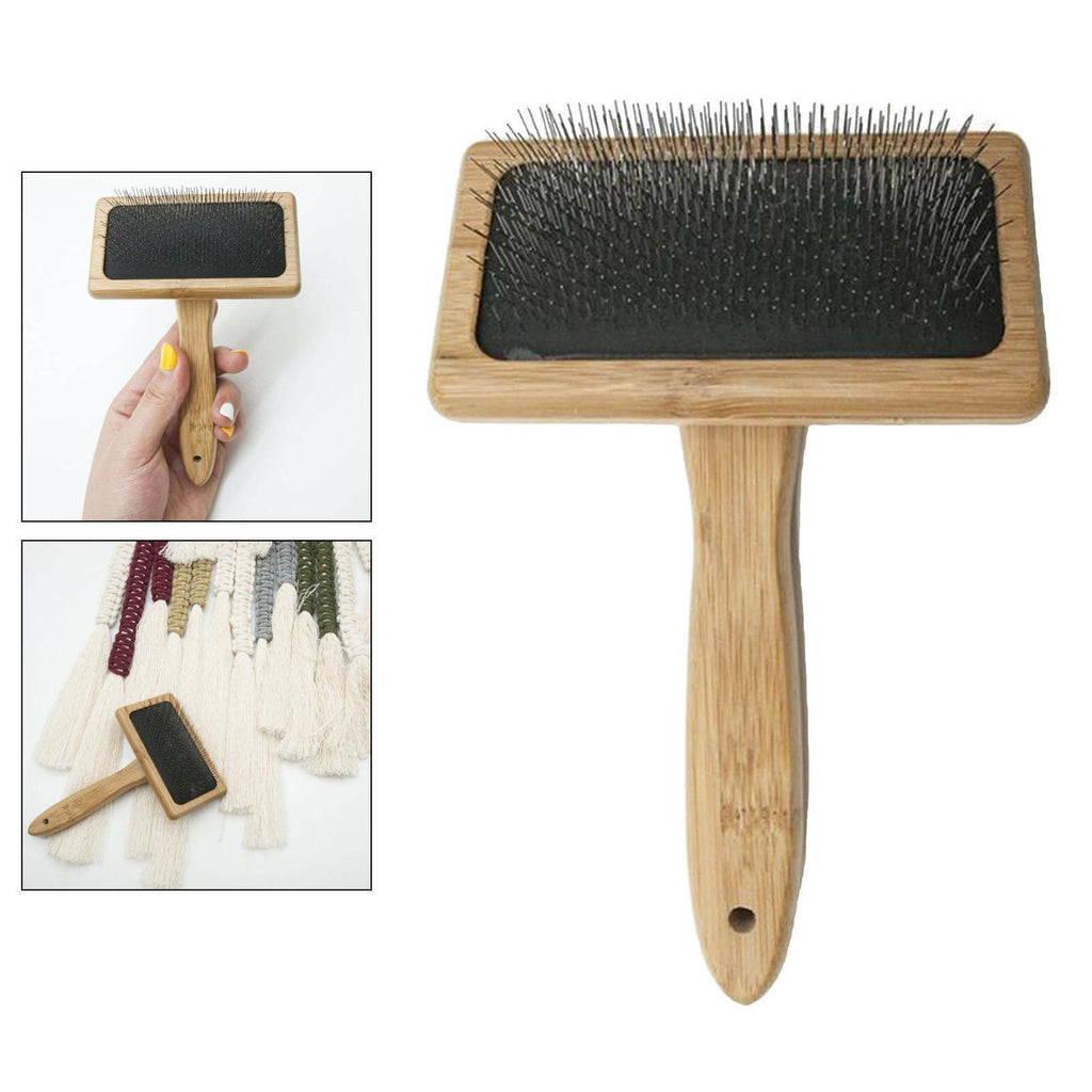 Genuine Sheepskin Luxury Wire Rug Slicker Brush Wooden Handle For Pet Grooming