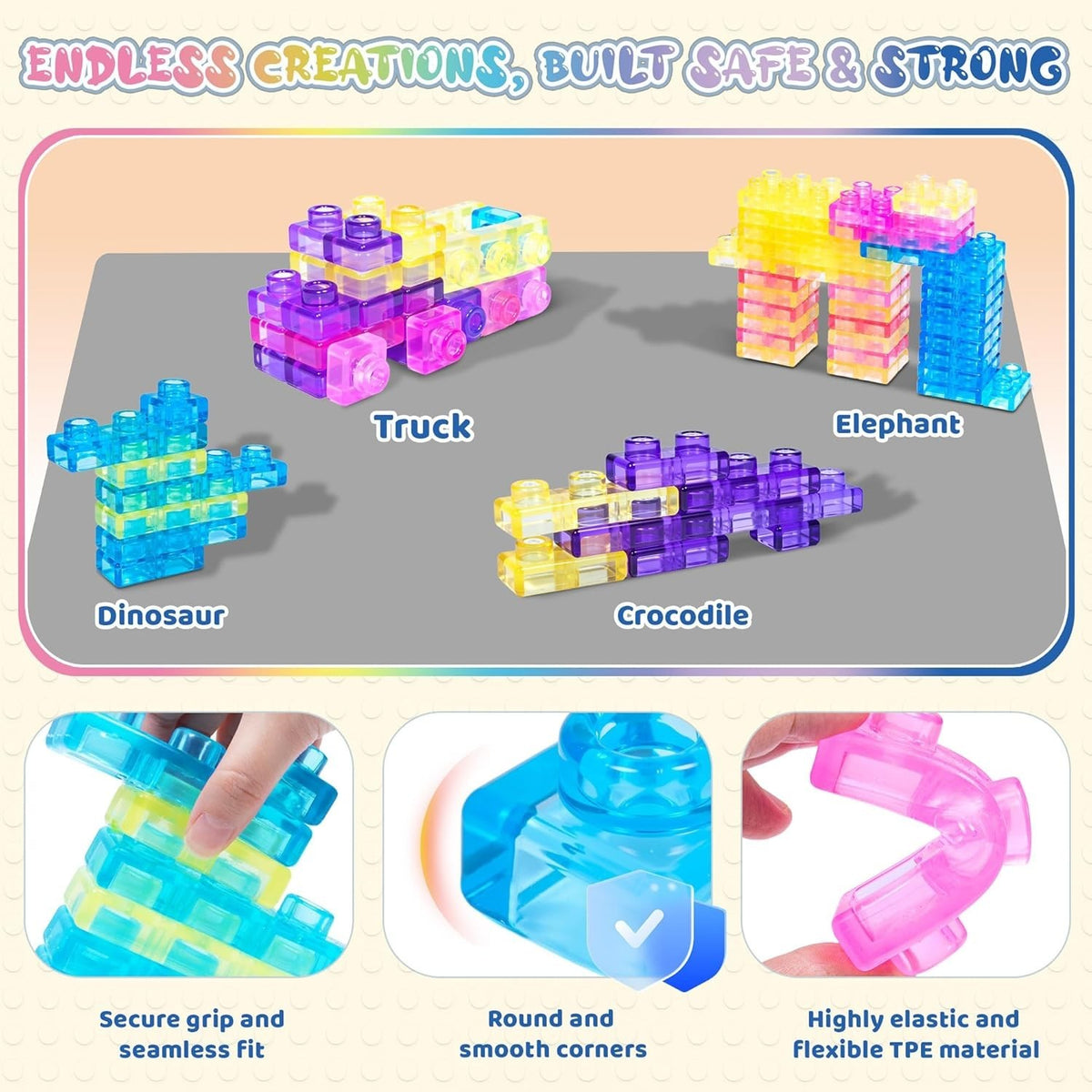 40PCS Sensory Soft Stress Toy Building Blocks for Toddlers Squishy Stacking Toy