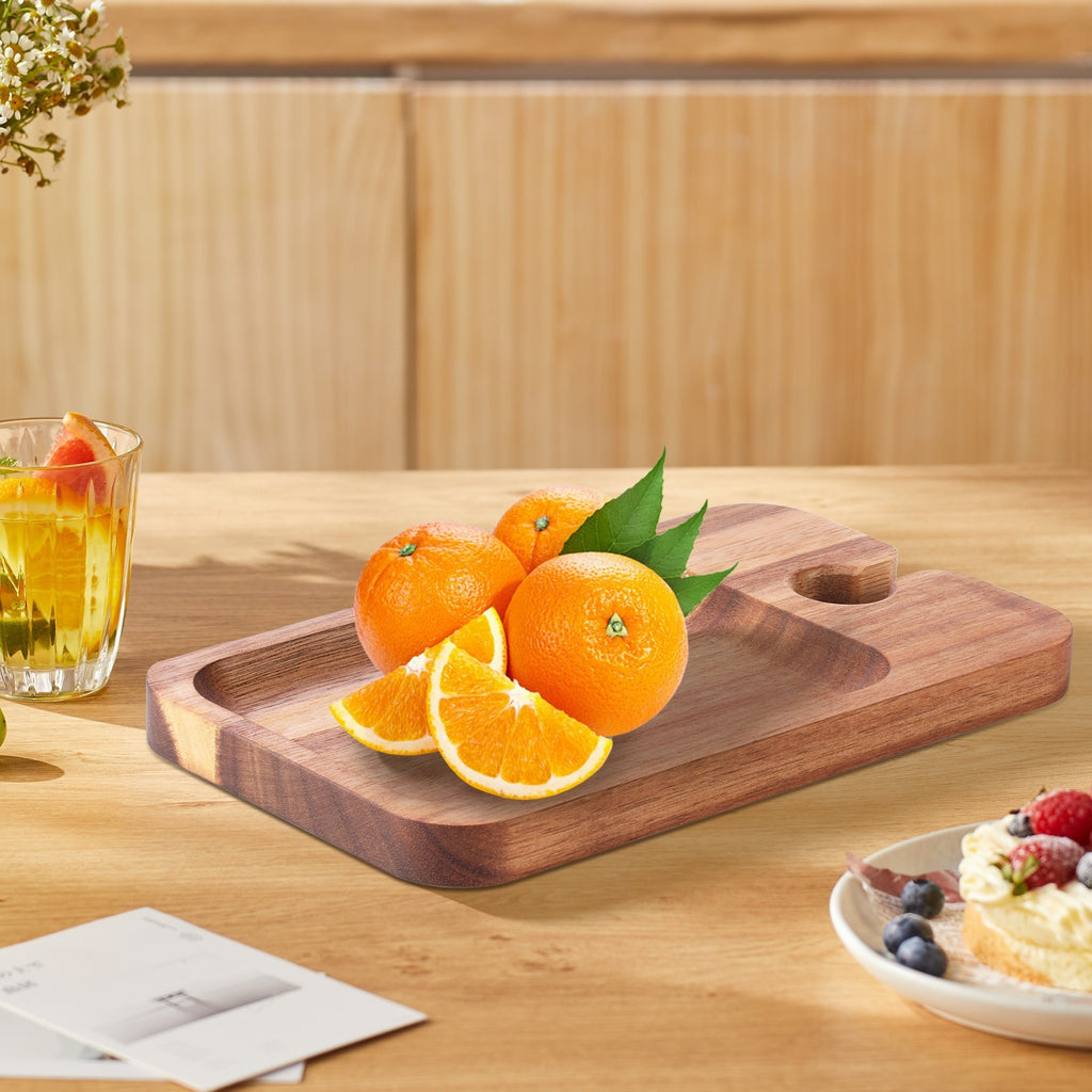 2Pcs Wine Appetizer Plates Wood Appetizer Plates With Wine Glass Holder